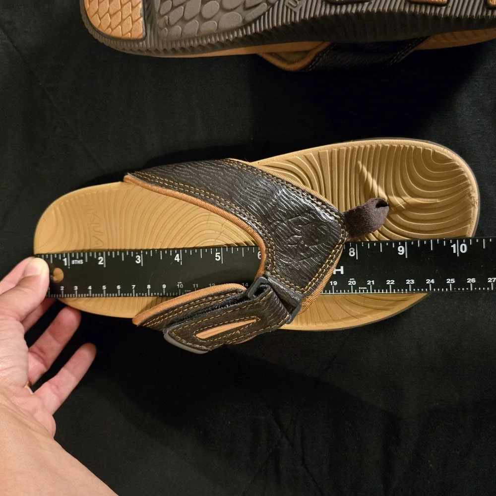 KUAiLU Sandals Mens Size 7 Brown Thong Adjustable Strap Casual Summer Comfort‎
